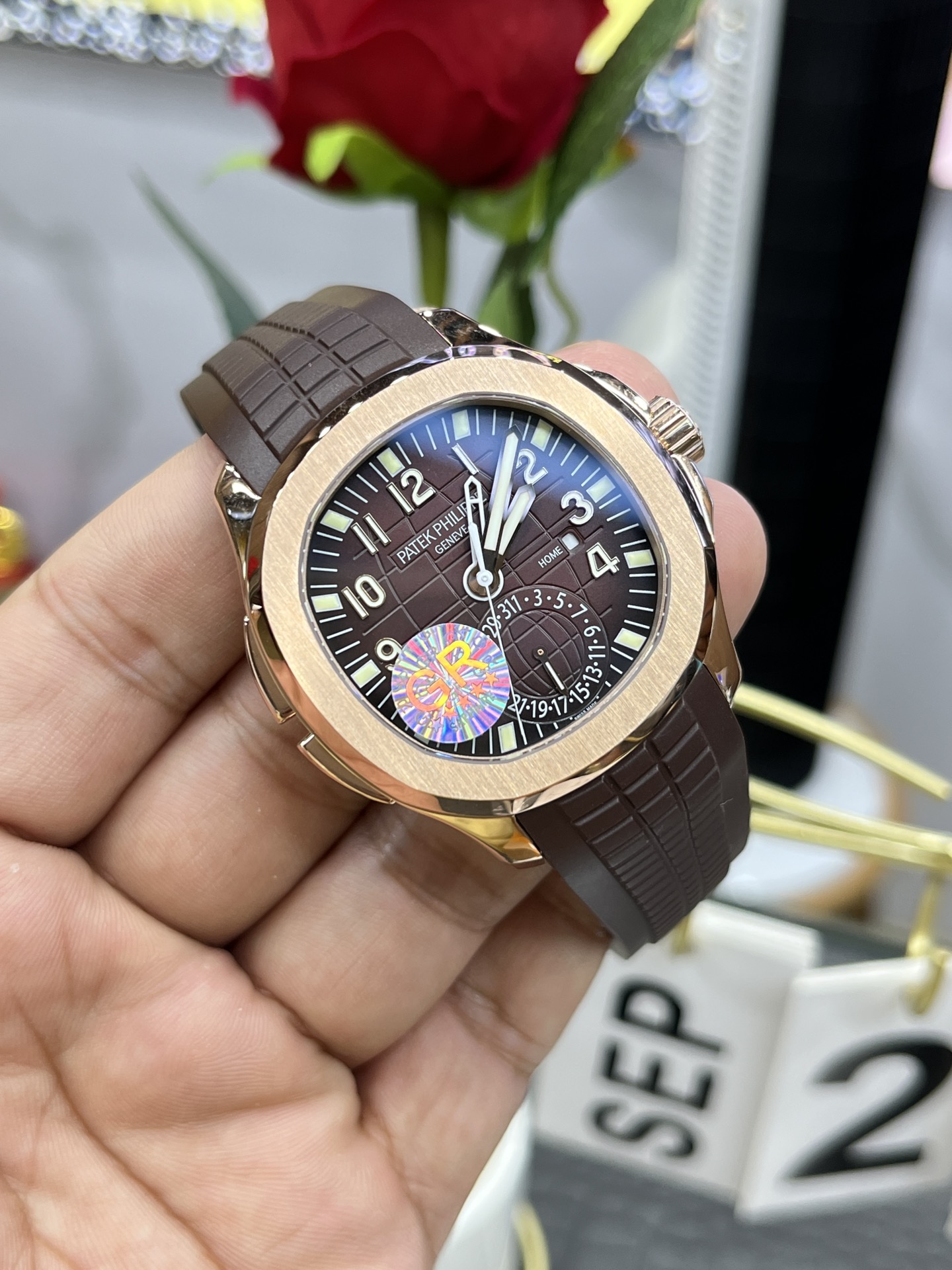 Patek Philippe Aquanaut Brown Embossed Arabic Dial 5164R-001 - Image 8