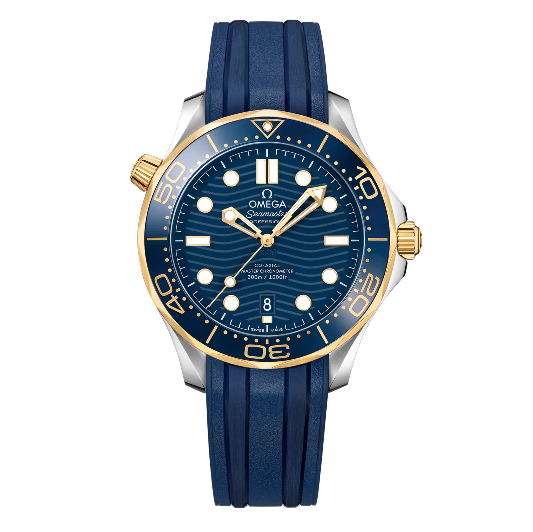 Omega Seamaster Diver 300m Yellow Gold & Steel Blue Dial 42mm Ref. 210.22.42.20.03.001