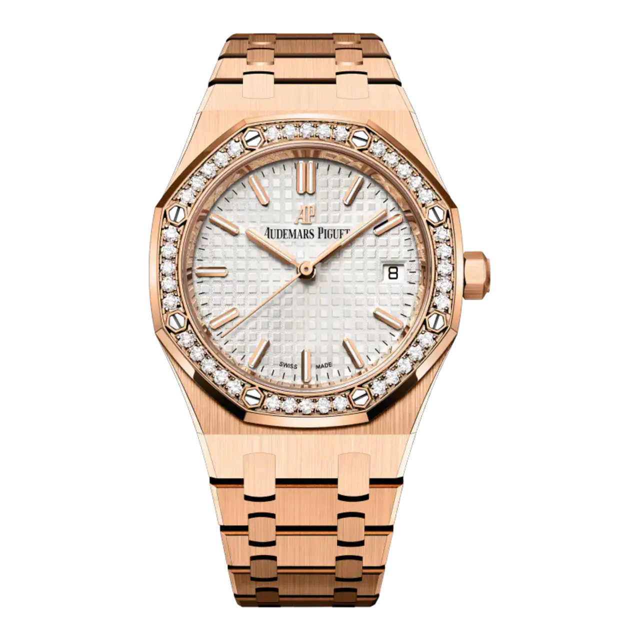 Audemars Piguet Royal Oak Rose Gold Diamond Silver Dial 34mm Ref. 77351OR.ZZ.1261OR.01