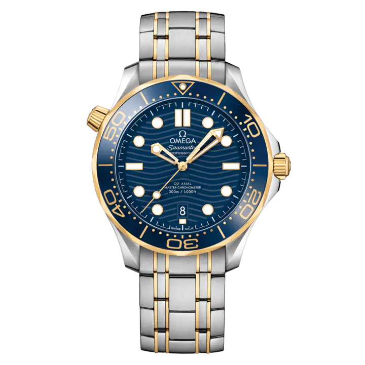Omega Seamaster Diver 300m Yellow Gold & Steel Blue Dial 42mm Ref. 210.20.42.20.03.001