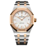 Audemars Piguet Royal Oak Selfwinding Rose Gold and Steel White Dial 37mm Ladies Watch (Reference #15450SR.OO.1256SR.01)