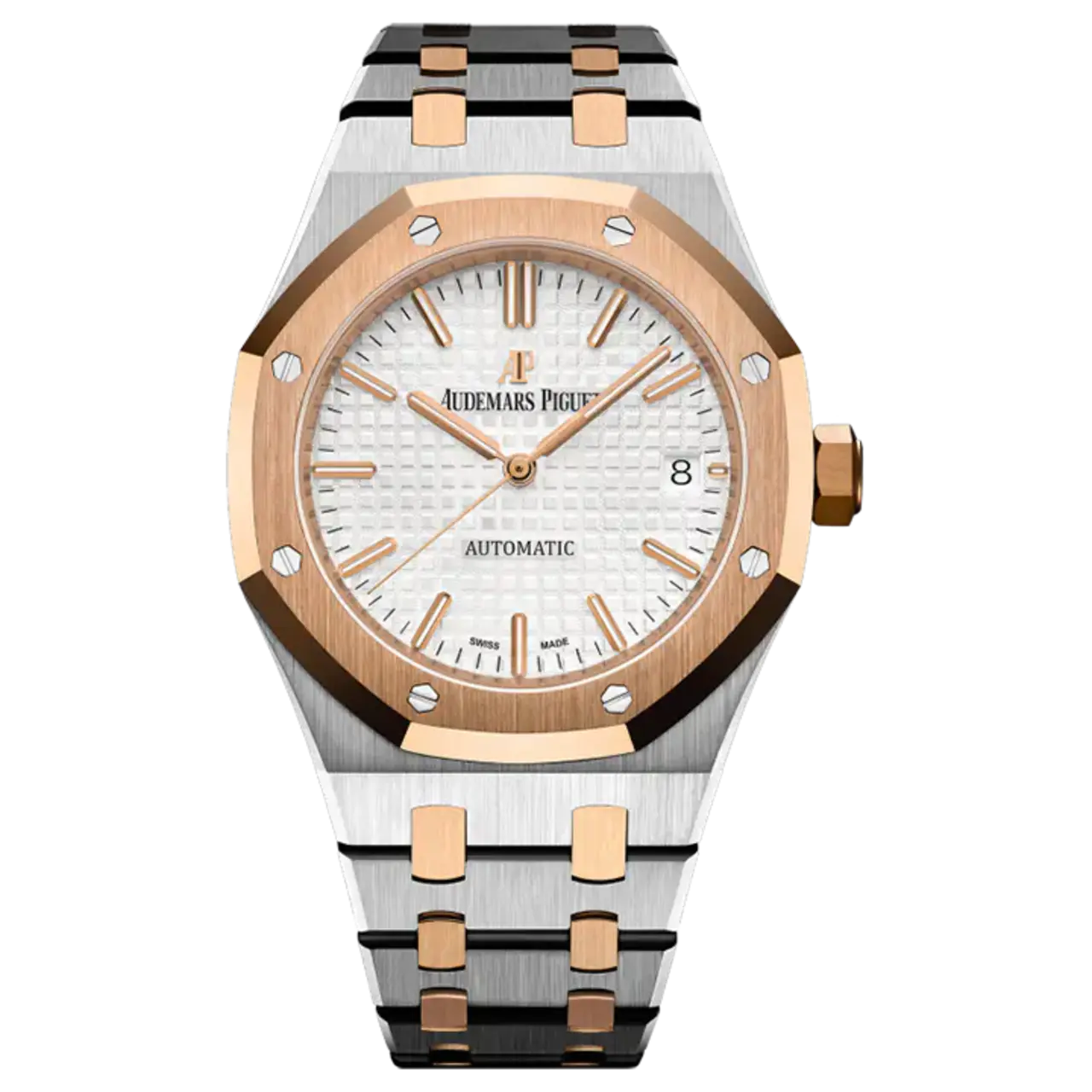 Audemars Piguet Royal Oak Selfwinding Rose Gold and Steel White Dial 37mm Ladies Watch (Reference #15450SR.OO.1256SR.01)