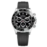 Swiss movement-Rolex Daytona White Gold Black Dial Oysterflex Strap 116519LN-0025