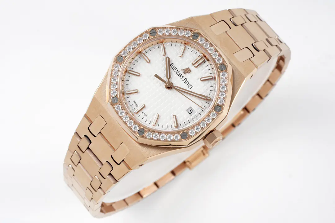 Audemars Piguet Royal Oak Rose Gold Diamond Silver Dial 34mm Ref. 77351OR.ZZ.1261OR.01 - Image 4
